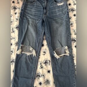 American Eagle Outfitters Blue Skinny Jeans with Distressing